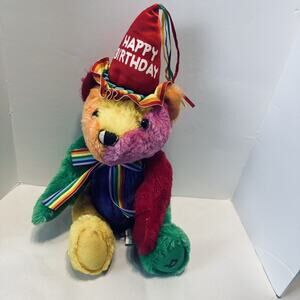 First & Main Rainbow Happy Birthday Plush Teddy Stuffed Bear